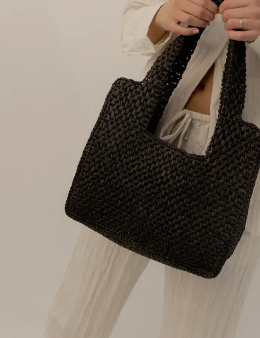 Women La Tribe - MACRAME TOTE BAG (BLACK)