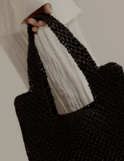 Women La Tribe - MACRAME TOTE BAG (BLACK)