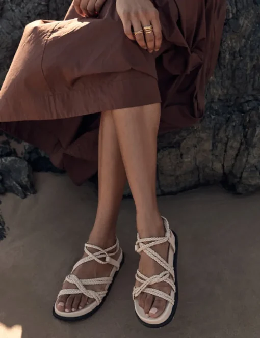 Women La Tribe - Plaited Sandal (Cream)
