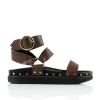 Women La Tribe - Studded Sandal (Chocolate / Gold)