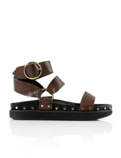Women La Tribe - Studded Sandal (Chocolate / Gold)
