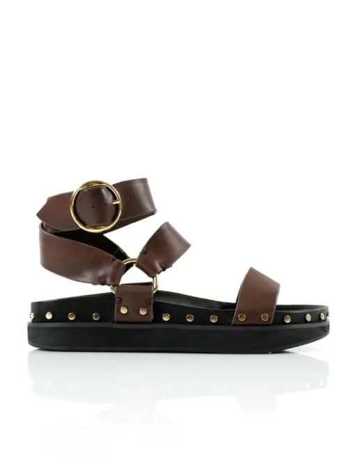 Women La Tribe - Studded Sandal (Chocolate / Gold)