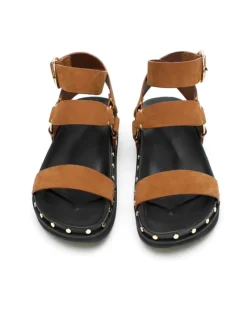 Women La Tribe - Studded Sandal (Tobacco Nubuck / Gold)
