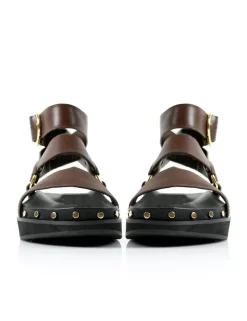 Women La Tribe - Studded Sandal (Chocolate / Gold)