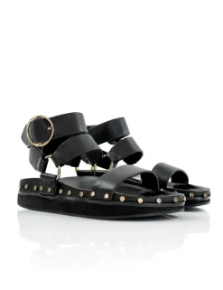 Women La Tribe - Studded Sandal (Black / Gold)