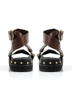 Women La Tribe - Studded Sandal (Chocolate / Gold)