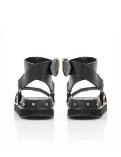 Women La Tribe - Studded Sandal (Black / Gold)
