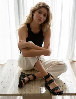 Women La Tribe - Studded Sandal (Black / Gold)