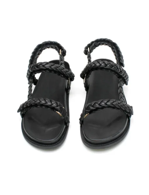 Women La Tribe - Thin Elke Braided Sandal (Black)