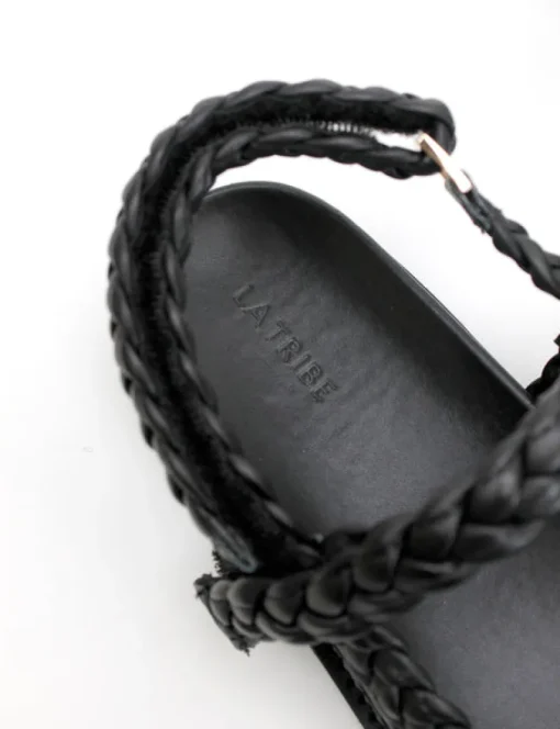 Women La Tribe - Thin Elke Braided Sandal (Black)