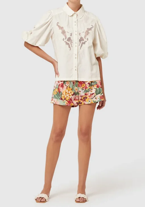 Ministry of Style - Flora Embroidery Blouse (Ivory)