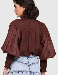 Ministry of Style - Wrangler Shirred Blouse Coco De Mer FINAL SALE