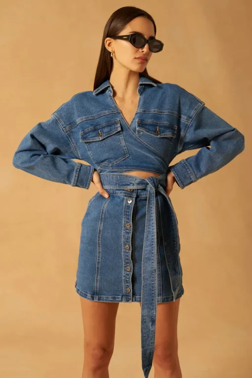 Misha - Abby Denim Mini Dress (Vintage Wash Blue)