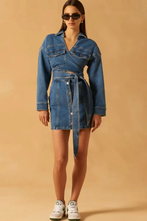 Misha - Abby Denim Mini Dress (Vintage Wash Blue)