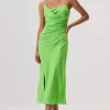 Misha - ALDEN SATIN MIDI DRESS (Lime Green)