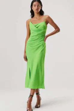 Misha - ALDEN SATIN MIDI DRESS (Lime Green)