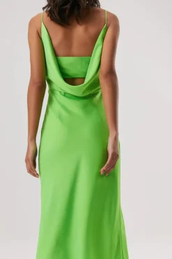 Misha - ALDEN SATIN MIDI DRESS (Lime Green)