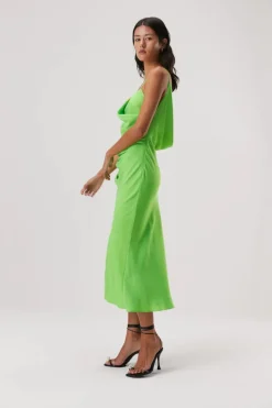 Misha - ALDEN SATIN MIDI DRESS (Lime Green)