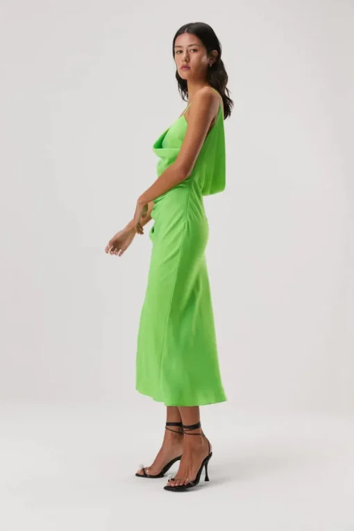 Misha - ALDEN SATIN MIDI DRESS (Lime Green)