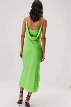 Misha - ALDEN SATIN MIDI DRESS (Lime Green)
