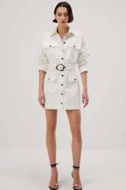 Misha - Allie Denim Mini Dress (Ivory)