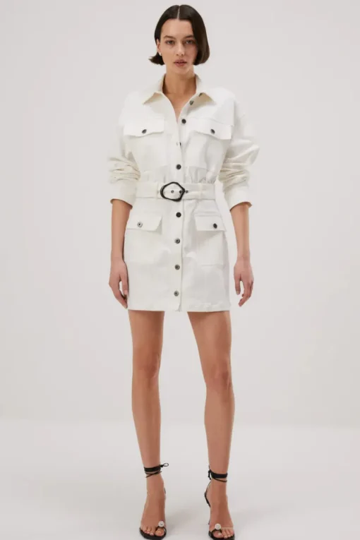 Misha - Allie Denim Mini Dress (Ivory)