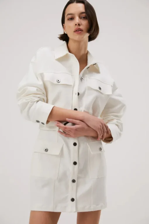 Misha - Allie Denim Mini Dress (Ivory)