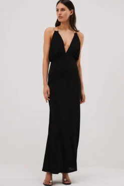 Misha - AMINAH CHAIN SLINKY GOWN (BLACK)