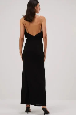 Misha - AMINAH CHAIN SLINKY GOWN (BLACK)