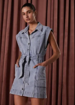 Misha - Bowie Denim Mini Dress (Acid wash Blue)