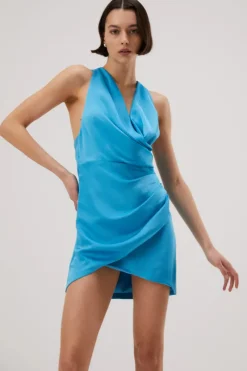 Misha - CALYPSO SATIN MINI DRESS (MARINA BLUE)