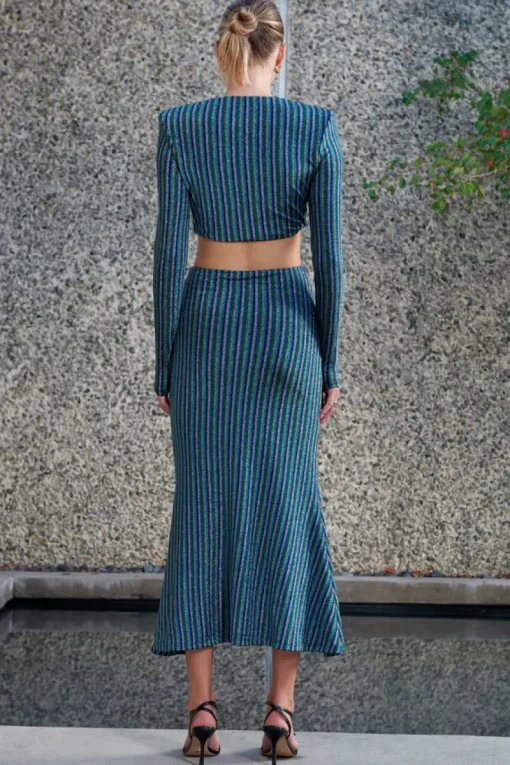 Misha - Despina Midi Dress (Blue Disco Stripe)
