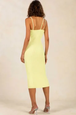 Misha - Doris Rib Midi Dress (Lime Punch)