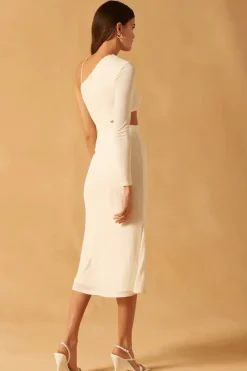 Misha - Eriko Slinky Jersey Slinky Midi Dress (Pearl)