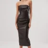 Misha - GRIFFIN DRAPE DETAIL STRAPLESS DRESS (Chocolate)