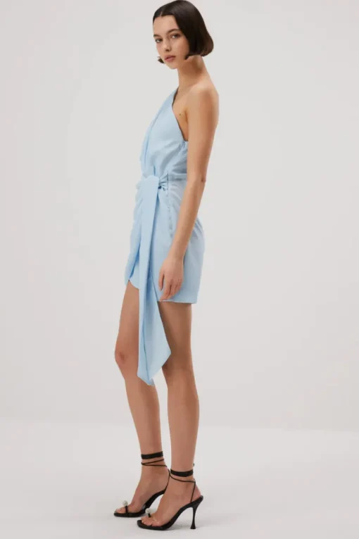 Misha - Jaxon Satin Mini Dress (Sky Blue)