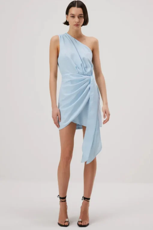 Misha - Jaxon Satin Mini Dress (Sky Blue)