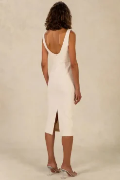 Misha - Jolande Bubble Bonded Crepe Midi Dress (Cloud)