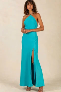 Misha - Posey Satin Maxi Dress (Capri Blue)