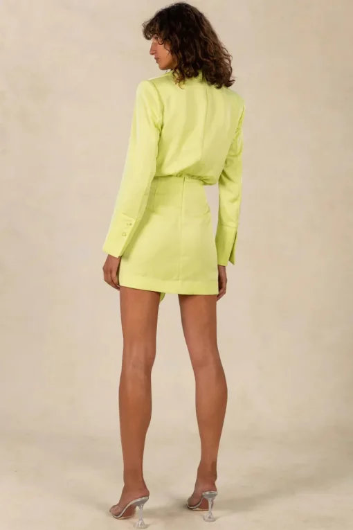 Misha - Reidun Satin Mini Dress (Lime Punch)