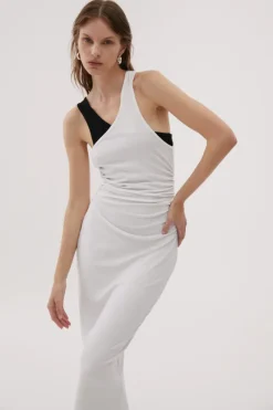 Misha Urban -AGLAE MIDI DRESS (IVORY & BLACK)