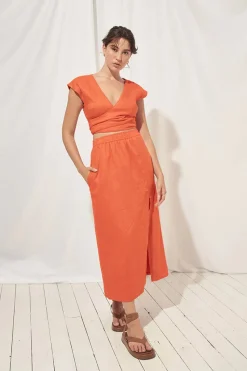 Women Mon Renn MØN RENN - Blaze Midi Skirt (Cherry Tomato)