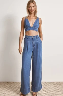 Mon Renn MØN RENN - ODYSSEY CROP (DENIM)