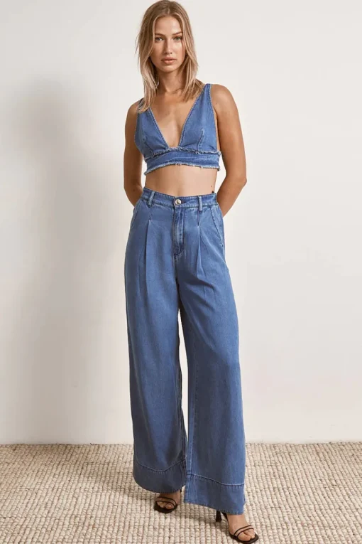 Mon Renn MØN RENN - ODYSSEY CROP (DENIM)