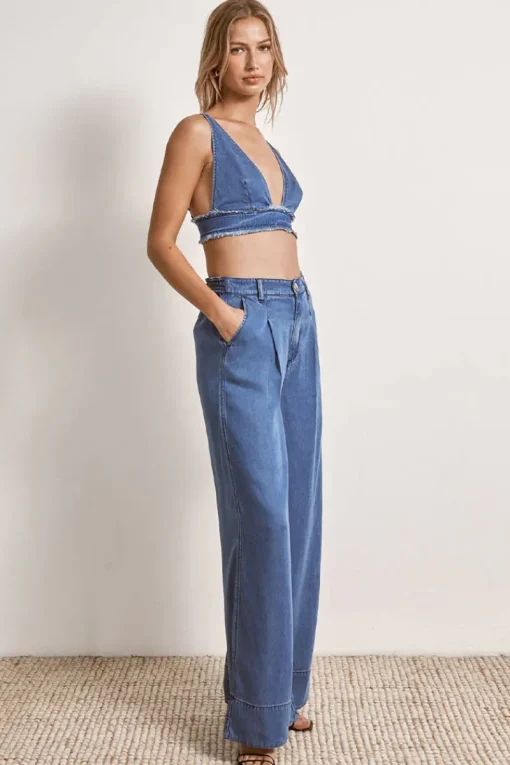 Mon Renn MØN RENN - ODYSSEY CROP (DENIM)