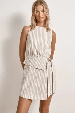 Mon Renn - ILLUSION MINI DRESS (NATURAL STRIPE)