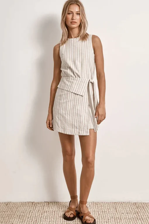 Mon Renn - ILLUSION MINI DRESS (NATURAL STRIPE)