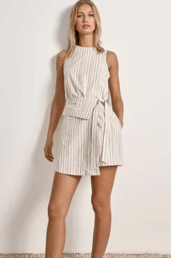 Mon Renn - ILLUSION MINI DRESS (NATURAL STRIPE)