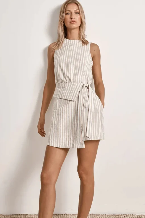 Mon Renn - ILLUSION MINI DRESS (NATURAL STRIPE)