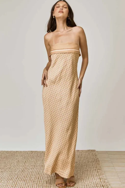 Mon Renn - MONIKH STRAPLESS DRESS (MONOGRAM PRINT)